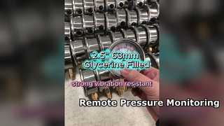 Caja de acero inoxidable de 2,5" y 63 mm, rellena de glicerina.