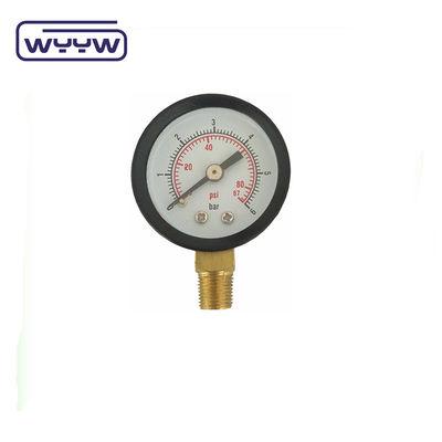 Cuerpo de plástico medidor de presión de vacío de doble escala montaje trasero 1 1/2 &quot; 40MM -1bar-0bar Cuerpo de acero