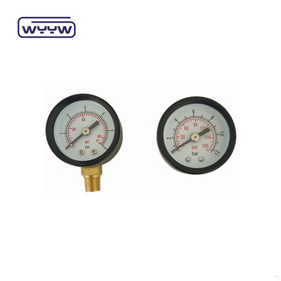 Cuerpo de plástico medidor de presión de vacío de doble escala montaje trasero 1 1/2 &quot; 40MM -1bar-0bar Cuerpo de acero