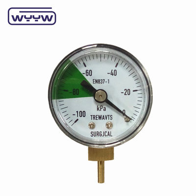 40 mm -100-0 Kpa Manómetro medidor de vacío Fondo de montaje caja de acero con conexión de latón