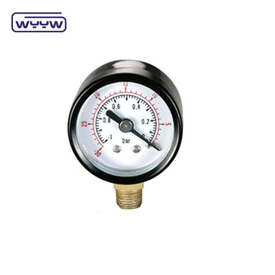 40 mm -100-0 Kpa Manómetro medidor de vacío Fondo de montaje caja de acero con conexión de latón