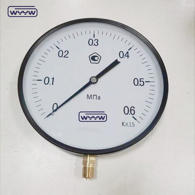 Tamaño del dial 250mm fondo M20X1.5 acero negro general empresa de manómetro de presión de aire