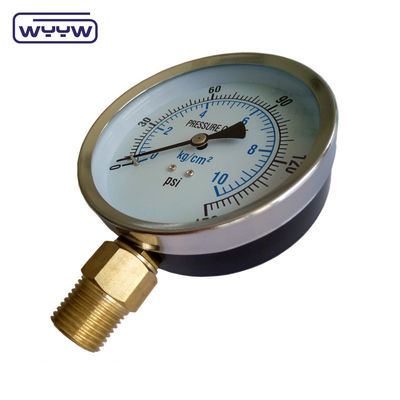 WYYW caja de hierro de 100 mm MS manómetro de conexión de fondo 16bar