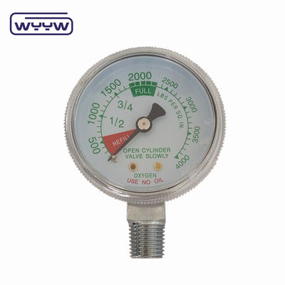 Precio de fábrica 0-4000psi cromado para uso médico sin entrada de petróleo en el fondo 50mm cromado cilindro de oxígeno medidor de presión