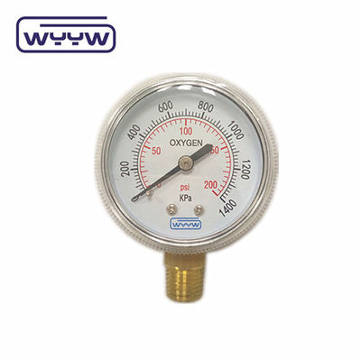 Precio de fábrica 0-4000psi cromado para uso médico sin entrada de petróleo en el fondo 50mm cromado cilindro de oxígeno medidor de presión