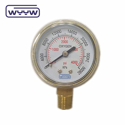 Precio de fábrica 0-4000psi cromado para uso médico sin entrada de petróleo en el fondo 50mm cromado cilindro de oxígeno medidor de presión