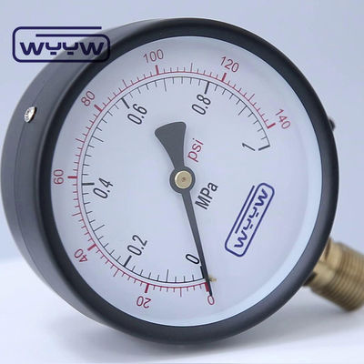 Manómetro de presión comercial general de agua de 100 mm Montado en el fondo
