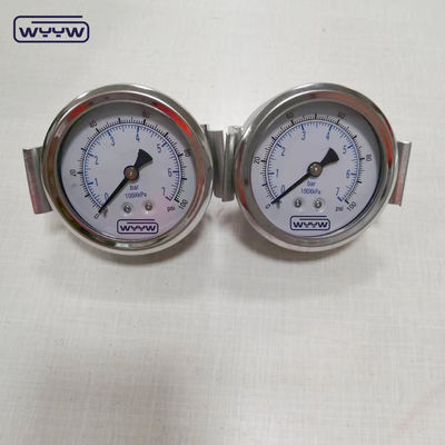 manómetro de presión hidráulico industrial lleno de líquido de acero inoxidable con manómetro de presión de 1500 psi
