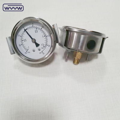 ss304 conector hidráulico 1/4&quot; bsp 2.5&quot; manómetro de presión de sujeción lleno de líquido axial