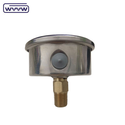 En837-1 63mm trasero todo de acero inoxidable latón tubo de borrón medidor de presión 0-20bar/0-300psi 1/4&quot; NPT hilo