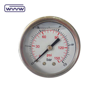 En837-1 63mm trasero todo de acero inoxidable latón tubo de borrón medidor de presión 0-20bar/0-300psi 1/4&quot; NPT hilo