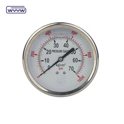 En837-1 63mm trasero todo de acero inoxidable latón tubo de borrón medidor de presión 0-20bar/0-300psi 1/4&quot; NPT hilo