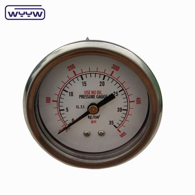 En837-1 63mm trasero todo de acero inoxidable latón tubo de borrón medidor de presión 0-20bar/0-300psi 1/4&quot; NPT hilo