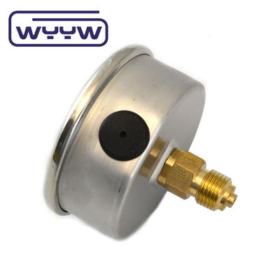 En837-1 63mm trasero todo de acero inoxidable latón tubo de borrón medidor de presión 0-20bar/0-300psi 1/4&quot; NPT hilo