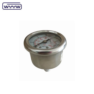 40 mm de cinturón atrás OEM 1/4 &quot;bsp npt 1,5 pulgadas cara medidor de presión lleno de glicerina