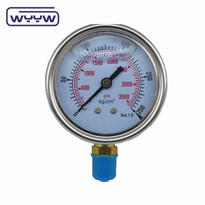 Medidor portátil de presión de agua hidráulico medidor de presión de fondo de montaje de caja de acero inoxidable de 100 mm de robar medidor de presión de 600 bar