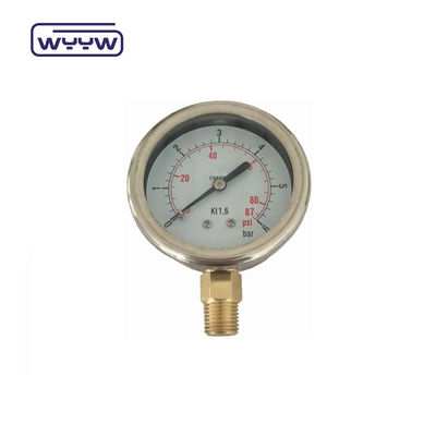 oem para el manómetro de presión industrial penumático libre 1/4&quot;G conexión radial líquido lleno bar manómetro de presión 2.5&quot;