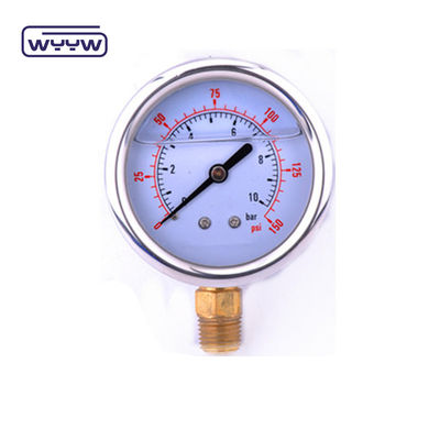 EN837-1 Glicerina 63 mm 1psi 0- 600 Psi Npt 1/4 medidor de presión lleno de aceite