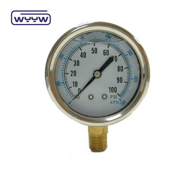 EN837-1 Glicerina 63 mm 1psi 0- 600 Psi Npt 1/4 medidor de presión lleno de aceite
