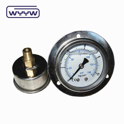 Resistencia al impacto Precisión de 150 psi Medidor de presión hidráulico Aceite de 400 bar con brida delantera