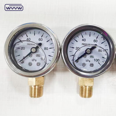 Diámetro de 40 mm ss304 tipo puntero de caja tubo de bourodon vertical 0-10bar / psi medidor de presión lleno de aceite 1-1/2