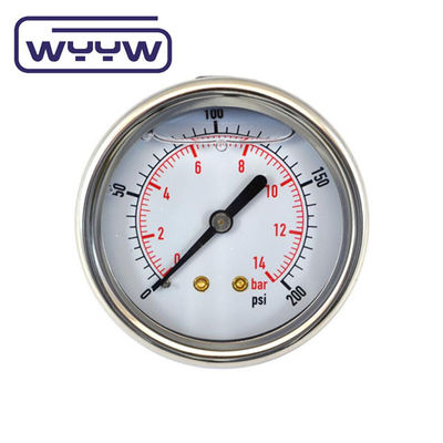 63mm EN837-1 agua hidráulica 0-10bar /psi aceite de entrada axial glicerina medidor de presión lleno de 2,5&quot; manómetro