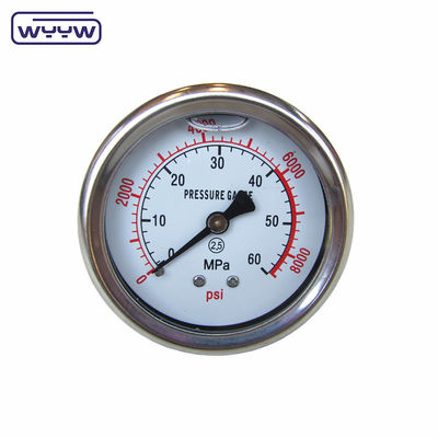 63mm EN837-1 agua hidráulica 0-10bar /psi aceite de entrada axial glicerina medidor de presión lleno de 2,5&quot; manómetro