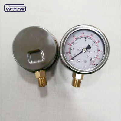 Acero inoxidable 63 mm Conexión radial Aceite de glicerina lleno de 600 bar Medidor de presión hidráulica