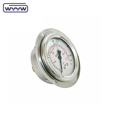 flanco de 63 mm de doble escala de grado de resistencia al choque 2,5% manómetro de precisión manómetro de presión hidráulica 16 bares