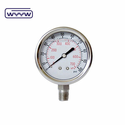 Medidor de presión de acero inoxidable de doble escala resistente a los golpes 100 mm Tamaño