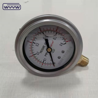 Medidor de presión lleno de aceite de acero inoxidable a prueba de choques de 63 mm 2.5 &quot;hidráulico
