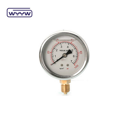 Manómetro de presión de glicerina 100 mm Medidor de presión inferior para petróleo y gas