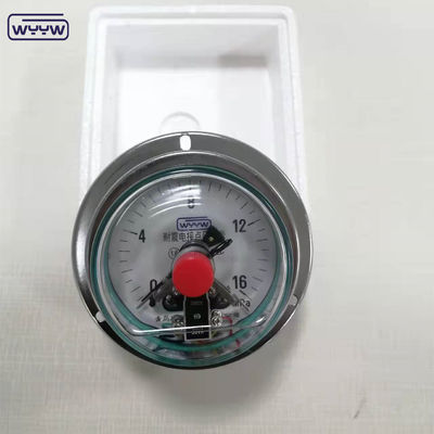 0-1MPa Medidor de presión de contacto eléctrico, medidor de presión lleno de aceite de silicona con brida