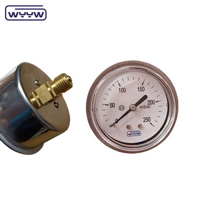 63 mm mmh2o Mbar axial Manómetro de manómetro de presión con caja SS304