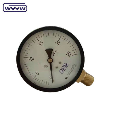 KPa medidor de baja presión WYYW 4 pulgadas 100mm caja de acero negro de entrada inferior fuelle mbar cmh2o manómetro