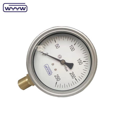 Medidor de presión de cápsula de fábrica de China 100 mm mbar ss caso conexión de latón 1/2 &quot;bsp cmh2o manómetro de baja presión