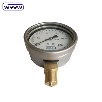 Medidor de presión de cápsula de fábrica de China 100 mm mbar ss caso conexión de latón 1/2 &quot;bsp cmh2o manómetro de baja presión