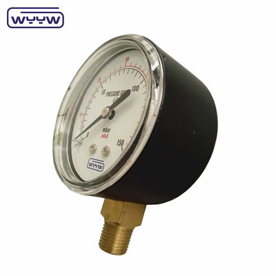 150mbar Bajo Bellows Tipo manómetro de presión 63mm Montado en el fondo