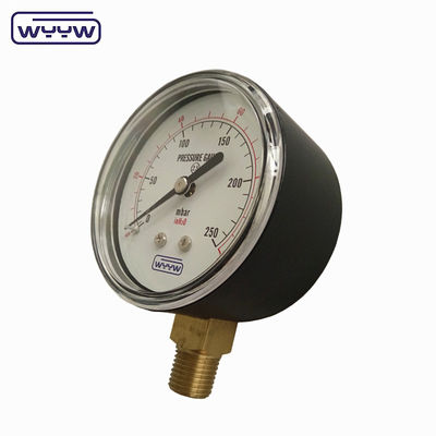 150mbar Bajo Bellows Tipo manómetro de presión 63mm Montado en el fondo
