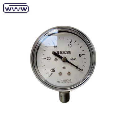 MMWC y Mbar 63 mm manómetro de presión de cápsula Material de acero inoxidable