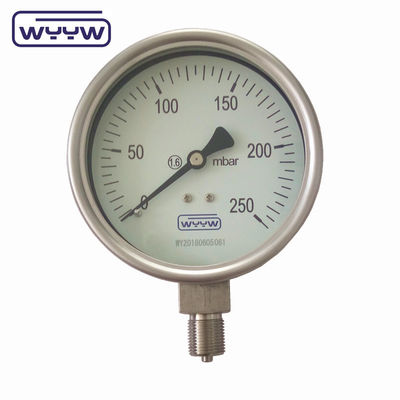 Baja Presión Bellows Manómetro 250 Mbar Material de acero inoxidable