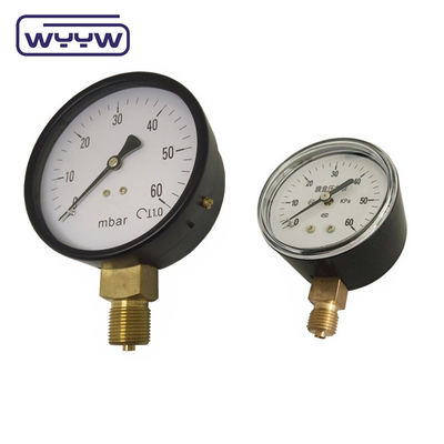 80 mm Kpa Mbar Bajo el manómetro de presión bajo conexión radial manómetro