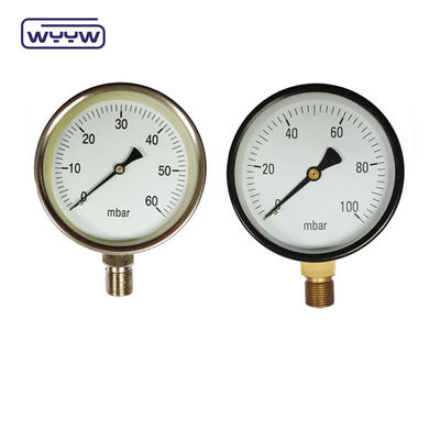 80 mm Kpa Mbar Bajo el manómetro de presión bajo conexión radial manómetro