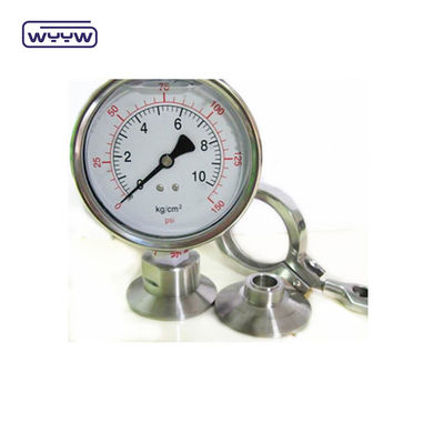 SS316 Medidor de presión sanitario de silicona 100 mm 1,6% de precisión