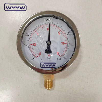 SS304 Cuadro Compuesto Medidor Medidor de presión Dirección radial -1-1bar -15-15psi 100mm Relleno de aceite