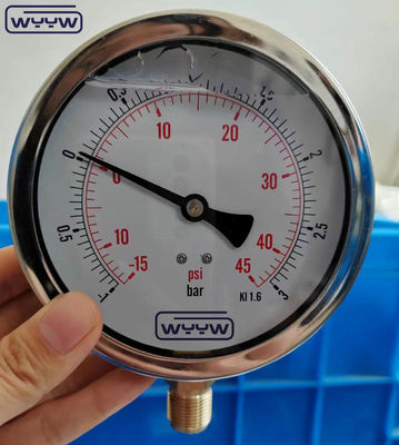 SS304 Cuadro Compuesto Medidor Medidor de presión Dirección radial -1-1bar -15-15psi 100mm Relleno de aceite