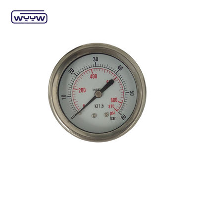 Glicerina axial 63 mm Medidor de presión compuesto Medidor de presión de agua hidráulico Tester de montaje trasero