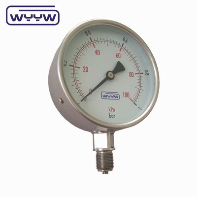 Y-100H no utilizar aceite oxígeno 100mm fondo de alta precisión M20X1.5 G1/2&quot; seco todo el manómetro de presión de acero inoxidable