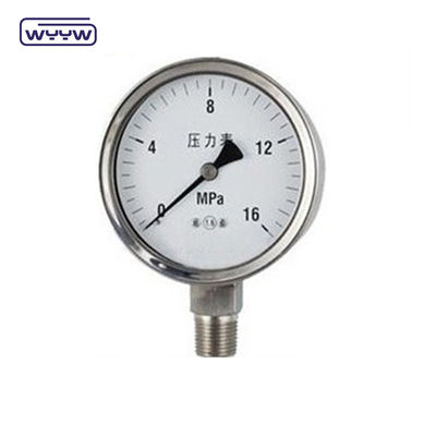 Conexión inferior del manómetro de acero inoxidable para gas natural