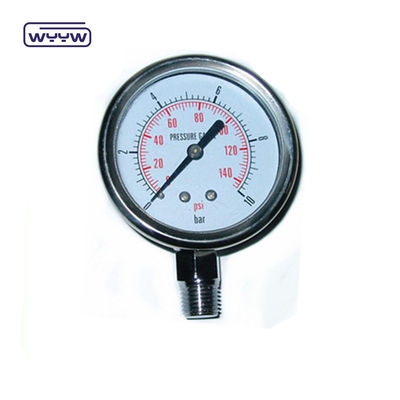 60 mm Medidor de presión de acero inoxidable de aire Conexión de fondo de doble escala